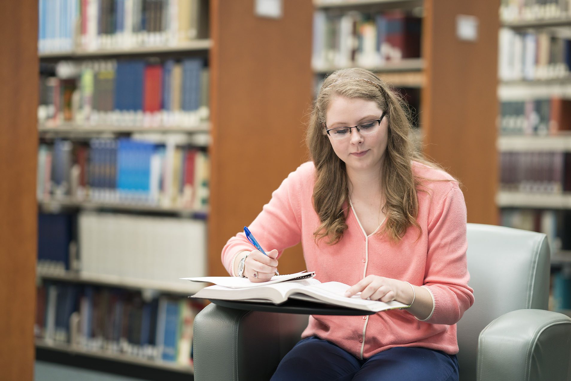 Student Studying in Kares Library