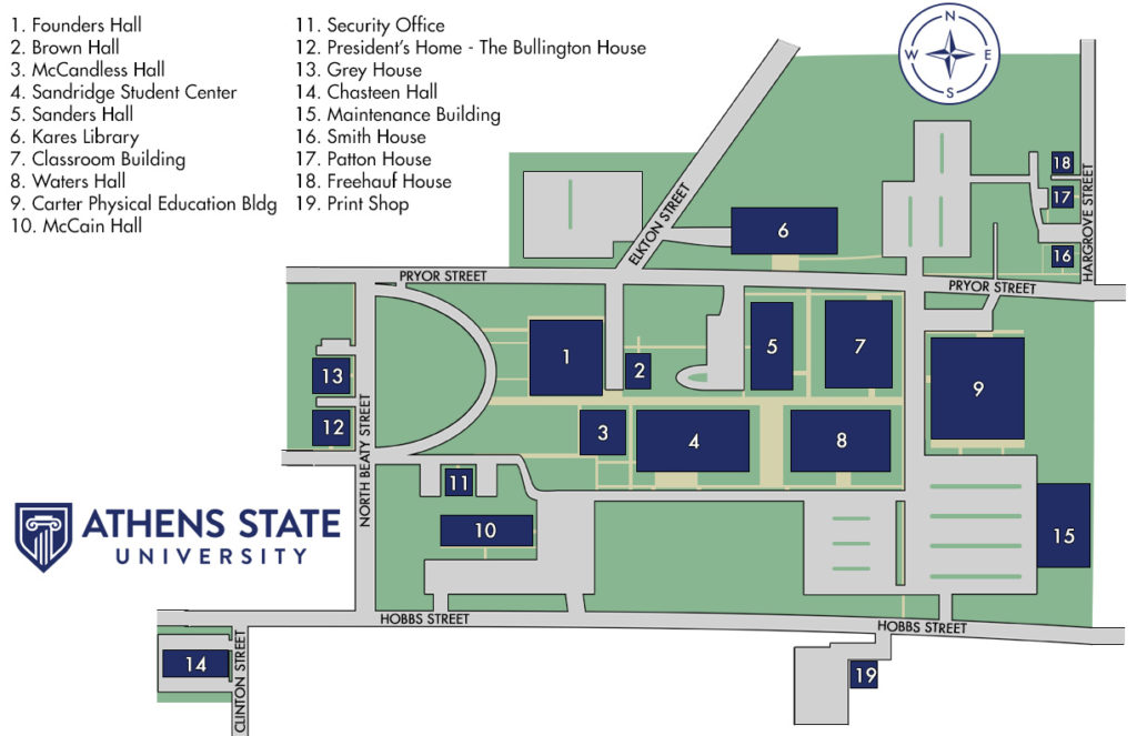 Athens State University Campus Map Athens State University Campus Map