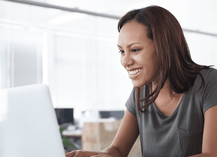 female using computer