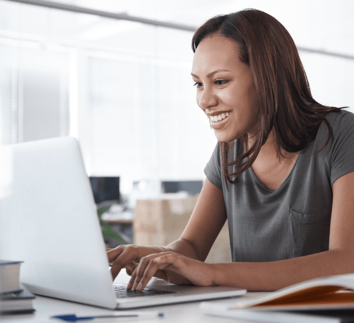 female using computer