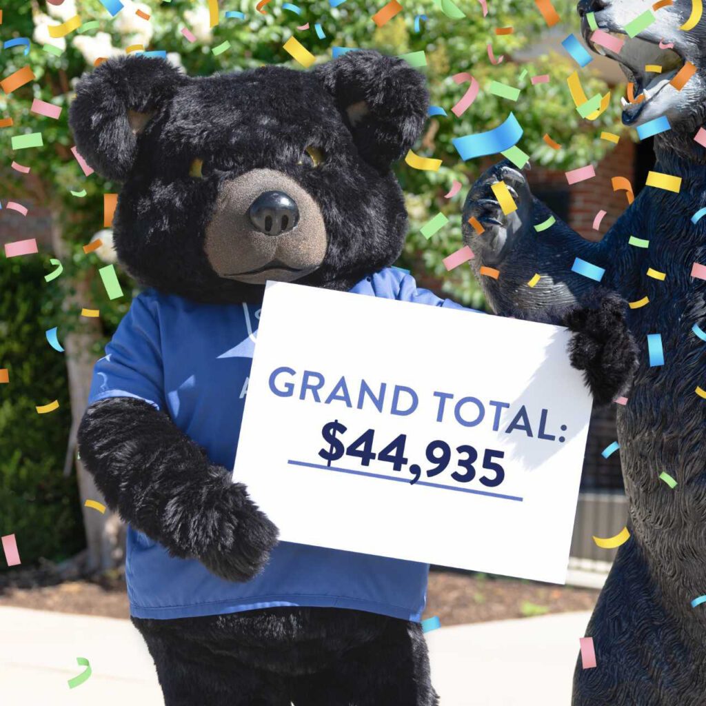 Hebrew the Bear with Giving Day Total Raised
