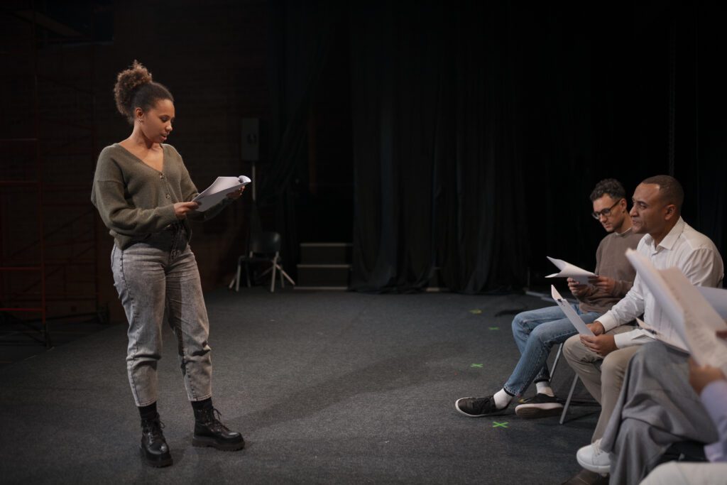 students in theatre class