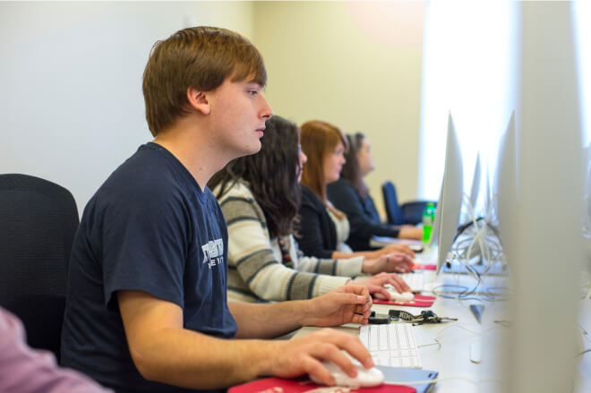 students at computers