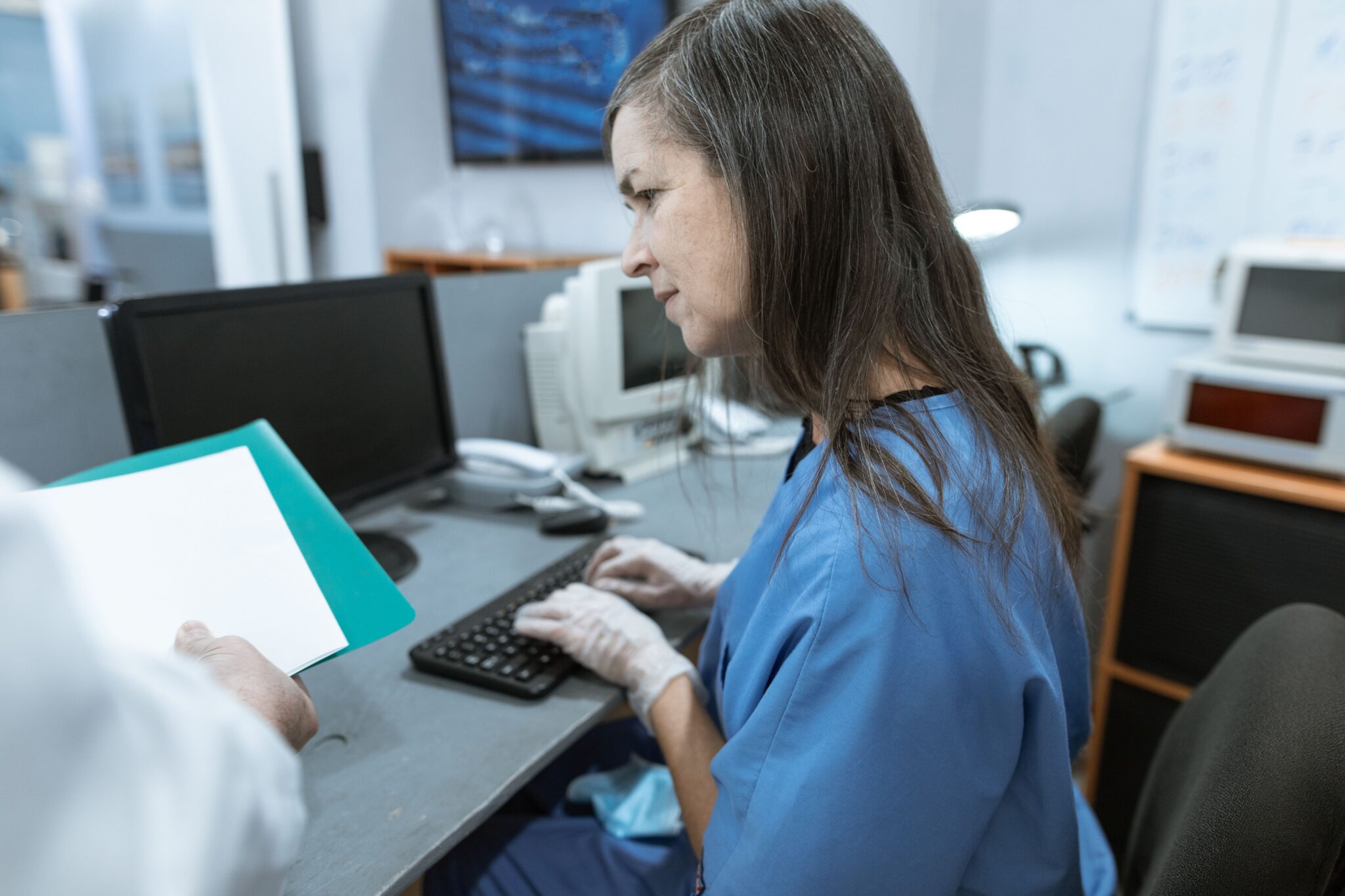 Nurse on computer